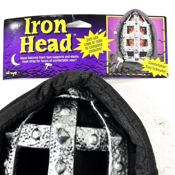 Medieval Grid Iron Faux Metal Cage Mask Fun World Vintage NOS NWT - Picture 6 of 11
